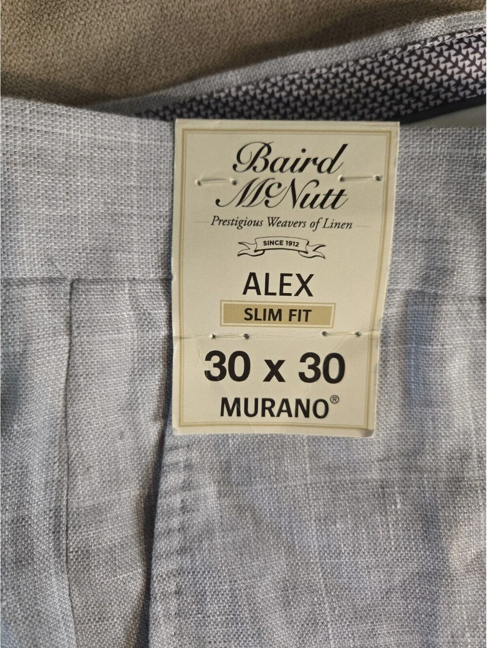 Murano Baird McNutt 100% Linen Pants Men's 30x30 Alex Slim Fit NWT
